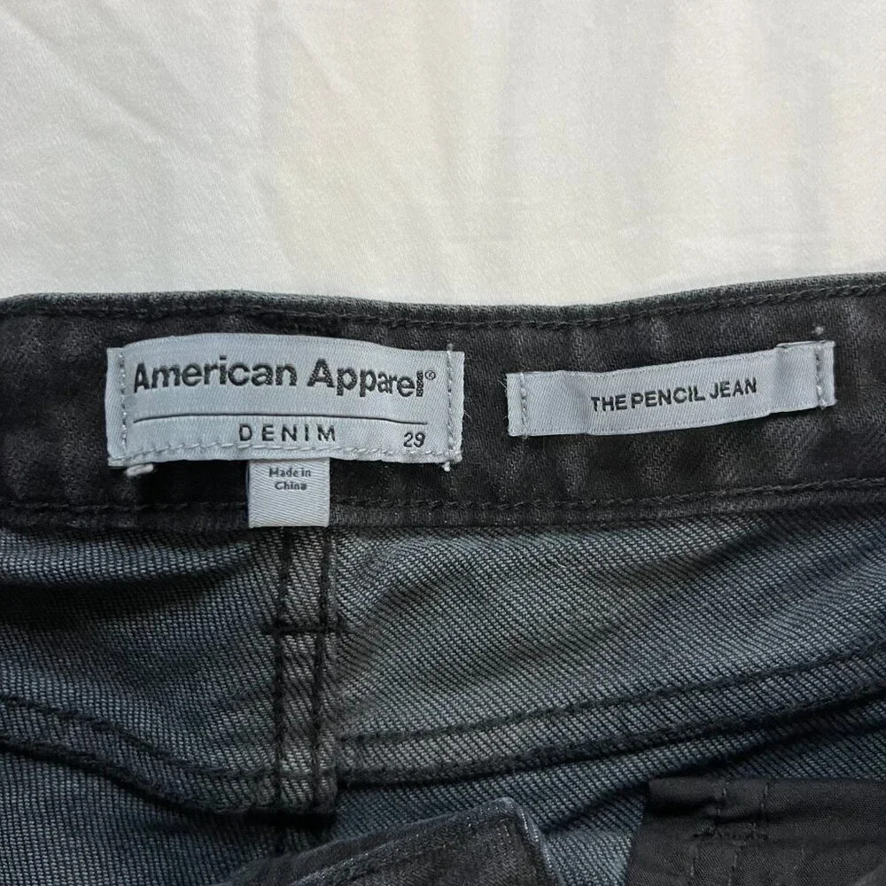 American Apparel Women's The Pencil Jean High Waist Black Denim Jeans | Size 29 - Picture 4 of 7